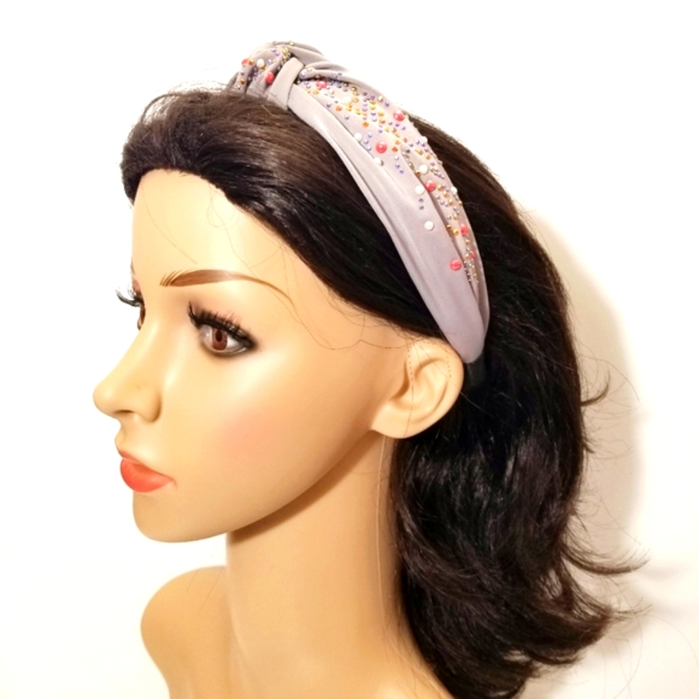Knot Dotted Women's Headband. Gray. New